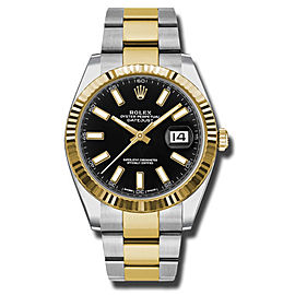 Rolex Two-Tone DateJust II 126333 bkio Yellow Gold Black Index Dial Watch