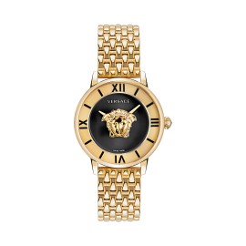 La Medusa 38MM Yellow Gold Case Black Enamel Dial Womens Watch