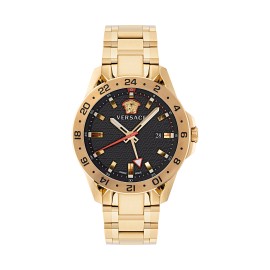 Sport Tech GMT 45MM Yellow Gold Black Guilloché Dial Mens Watch