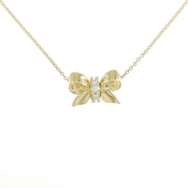 Tiffany & Co 18K Yellow Gold Ribbon Diamond Necklace E1102