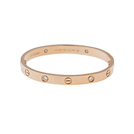 Cartier Love Bracelet 18K Rose Gold Half Diamond Size 18